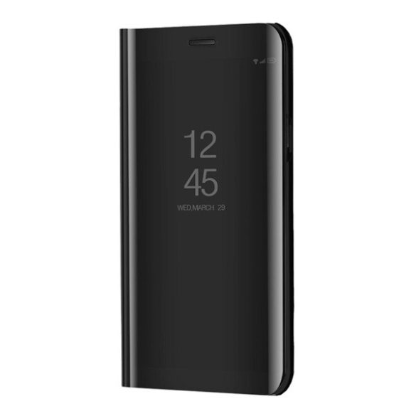 Carcasă cu suport (FLIP activ, deschidere laterală, funcție de suport pentru masă, suprafață oglindă, carcasă Mirror View) BLACK Vivo Y11s