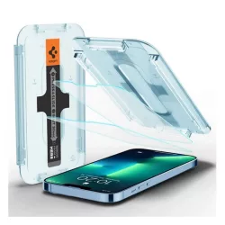   SPIGEN EZ FIT sticlă de protecție pentru ecran 2 buc (copertă completă 2.5D, prietenoasă cu carcasă, ultra-subțire, 0,2 mm, 9H + cadru auxiliar) TRANSPARENT Apple iPhone 13 Pro Max