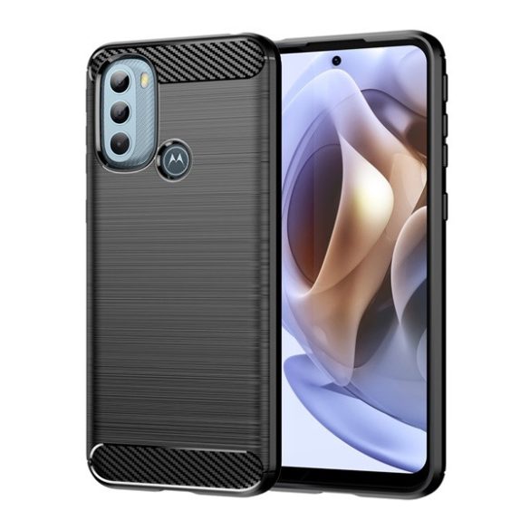 protecțiede telefon din silicon (rezistent la impact mediu, călcâi cu pernă de aer, model de carbon periat) negru Motorola Moto G41 (XT2167), Motorola Moto G31 (XT2173)