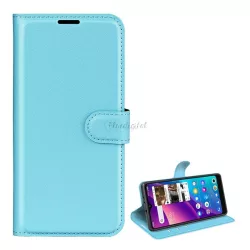  HUSĂ! - Carcasă în picioare, efect piele (FLIP, deschidere laterală, funcție de suport pentru birou, premium) ALBASTRU DESCHIS TCL 306, TCL 306 Cruz Lite