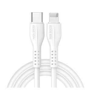 Cablu de date DUX DUCIS K-V (Tip-C - fulger, 20W, 2.4A, încărcător rapid PD, 100cm) ALB
