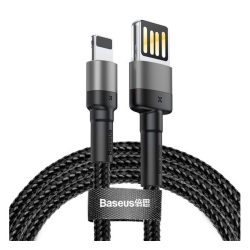   Cablu de date BASEUS CAFULE (USB - lightning, 2.4A, încărcător rapid, 100cm, șiret) NEGRU