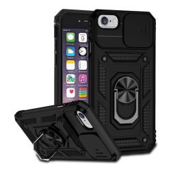   HUSĂ! - Husă de plastic Defender pentru telefon (rezistentă la impact mediu, interior din silicon, inel suport pentru telefon, protecție cameră foto) negru Apple iPhone 7 4.7, Apple iPhone 8 4.7, Apple iPhone SE 2 (2020), Apple iPhone