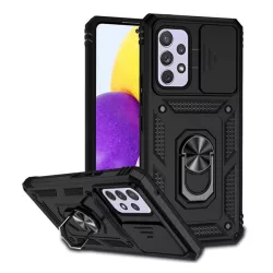   HUSĂ! - Defender din plastic pentru protecția telefonului (rezistent la impact mediu, interior din silicon, inel suport telefon, protecție cameră foto) negru Samsung Galaxy A53 (SM-A536) 5G