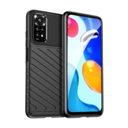   HUSĂ! - Protector de telefon din silicon (rezistent mediu la impact, cu dungi, model convex) NEGRU Xiaomi Redmi Note 11 4G (Redmi Note 11S)