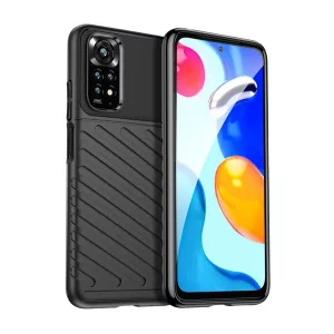 HUSĂ! - Protector de telefon din silicon (rezistent mediu la impact, cu dungi, model convex) NEGRU Xiaomi Redmi Note 11 4G (Redmi Note 11S)