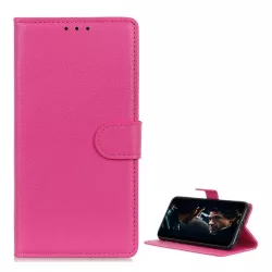   HUSĂ! - Carcasa in picioare, efect piele (FLIP, deschidere laterala, functie suport desktop, premium) ROZ Realme C35
