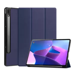   Carcasă în picioare, efect piele (FLIP activ, deschidere laterală, TRIFOLD, suport pentru birou, suport pentru creion) ALBASTRU ÎNCHIS Lenovo Tab P12 Pro (TB-Q706F)