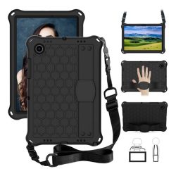   Protector de telefon din silicon Defender (rezistenta la impact, suport, fagure + curea de mana, curea de umar) NEGRU Samsung Galaxy Tab A8 10.5 LTE (2021) SM-X205, Samsung Galaxy Tab A8 10.5 WIFI (2021) SM-X200