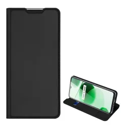   HUSĂ! - Husa DUX DUCIS SKIN PRO in picioare, efect piele (FLIP, deschidere laterala, suport card bancar, functie suport birou) NEGRU Realme C35