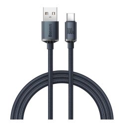   Cablu de date BASEUS CRYSTAL SHINE (USB - Type-C, 100W, încărcător rapid PD, 120cm, șiret) NEGRU