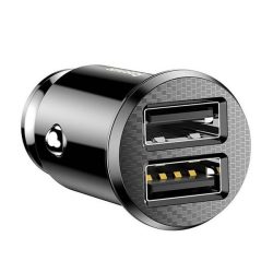   Incarcator auto BASEUS GRAIN 2 prize USB (15W, protectie la supratensiune) NEGRU