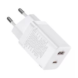   BASEUS SUPER SI PRO încărcător de rețea USB + priză Type-C (30W, încărcător rapid PD 3.0) ALB