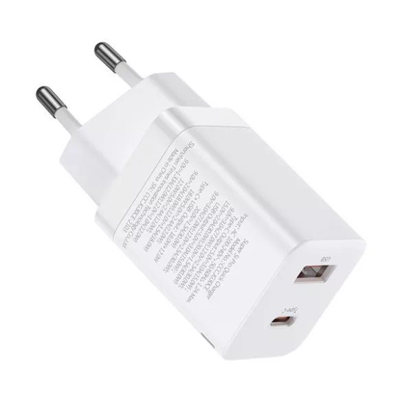 BASEUS SUPER SI PRO încărcător de rețea USB + priză Type-C (30W, încărcător rapid PD 3.0) ALB