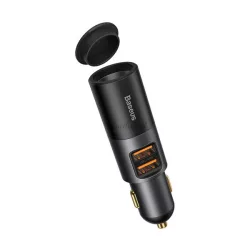   Adaptor pentru brichetă BASEUS (distribuitor, brichetă + 2 prize USB, 120W, încărcător rapid PD 3.0) GRI