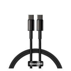   Cablu de date BASEUS TUNGSTEN GOLD (Tip-C - Tip-C, 100W, încărcător rapid PD, 100cm, anti-rupere) NEGRU