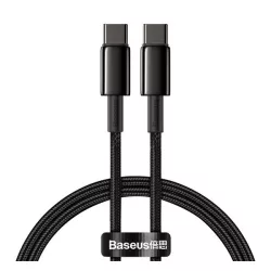   Cablu de date BASEUS TUNGSTEN GOLD (Tip-C - Type-C, 100W, încărcător rapid PD, 200cm, anti-rupere) NEGRU