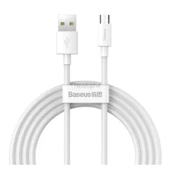   Cablu de date BASEUS WISDOM 2buc (USB - microUSB, 2.1A, încărcător rapid, 150cm) ALB