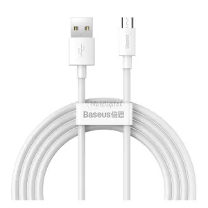 Cablu de date BASEUS WISDOM 2buc (USB - microUSB, 2.1A, încărcător rapid, 150cm) ALB