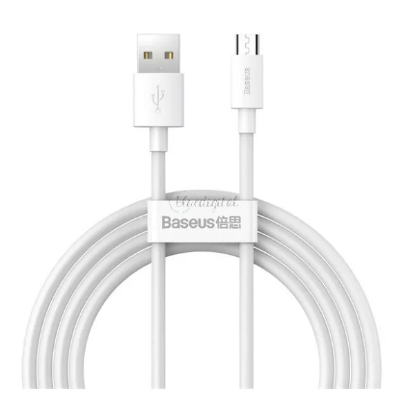 Cablu de date BASEUS WISDOM 2buc (USB - microUSB, 2.1A, încărcător rapid, 150cm) ALB