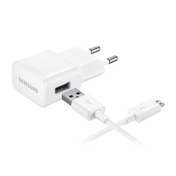   Încărcător de rețea SAMSUNG cu mufă USB (15W, încărcător rapid + ECB-DU4EWE microUSB, cablu 150cm) ALB