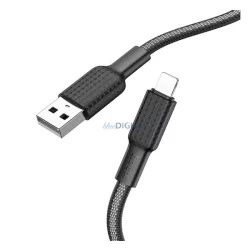   Cablu de date HOCO X69 (USB - fulger, 2.4A, 100cm, anti-rupere, siret) NEGRU/ALB