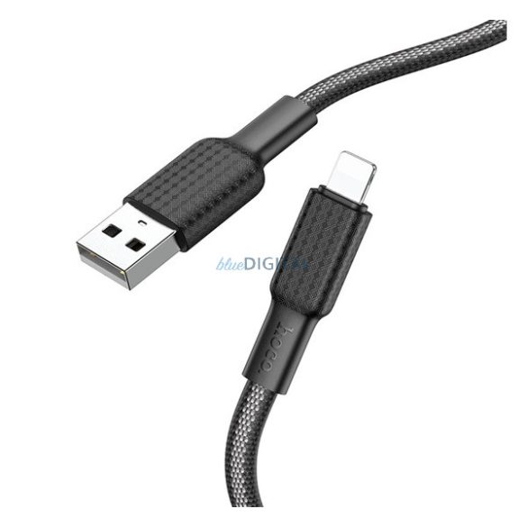 Cablu de date HOCO X69 (USB - fulger, 2.4A, 100cm, anti-rupere, siret) NEGRU/ALB