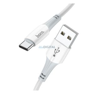 HOCO X70 cablu de date (USB - Type-C, 3A, 100cm, anti-rupere, șiret) ALB