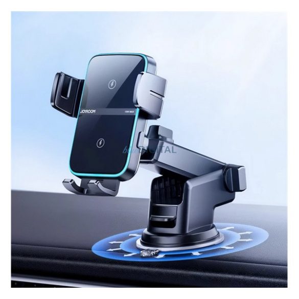 Suport auto JOYROOM (tablou de bord, ventuză, automat, 15W, wireless, încărcător rapid, dimensiune 4-7") NEGRU
