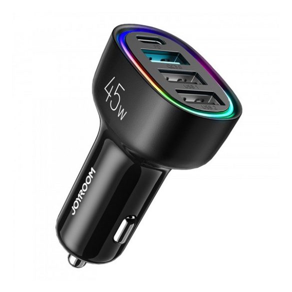 Încărcător auto JOYROOM 3 prize USB+Type-C (5V/3A, 45W, încărcător rapid PD 3.0) NEGRU