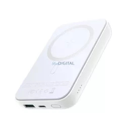   Încărcător de urgență JOYROOM Type-C + mufă USB (10000mAh, 20W, încărcător rapid PD, wireless, MagSafe, mini) ALB