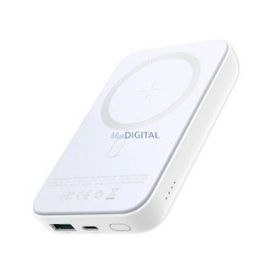 Încărcător de urgență JOYROOM Type-C + mufă USB (10000mAh, 20W, încărcător rapid PD, wireless, MagSafe, mini) ALB