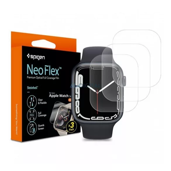SPIGEN NEOFLEX ecran protector film 3dpcs (ecran complet, caz prietenos) pentru Apple Watch Series 9 45mm, Watch Series 4 44mm, Watch Series SE 44mm