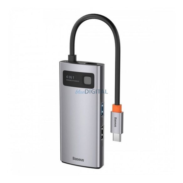 HUB BASEUS Type-C 4in1 (activ, hub, HDMI+2 USB+priză Type-C) GRI