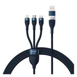   Cablu de date BASEUS (2in1 USB/Type-C - 3in1 Lightning/microUSB/Type-C, 5A, încărcător rapid, 100W, 120cm) ALBASTRU ÎNCHIS