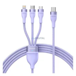   BASEUS FLASH SERIES II cablu de date 3in1 (Tip-C - fulger/microUSB/Tip-C, 5A, încărcător rapid, 100W, 150cm) LILA
