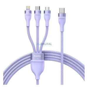 BASEUS FLASH SERIES II cablu de date 3in1 (Tip-C - fulger/microUSB/Tip-C, 5A, încărcător rapid, 100W, 150cm) LILA
