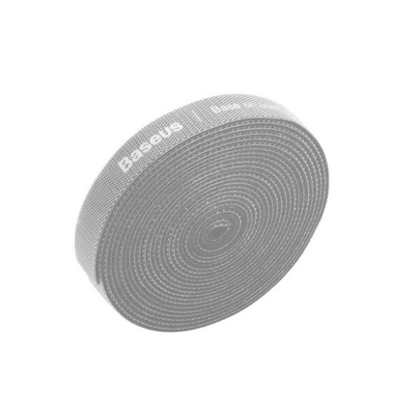 BASEUS RAINBOW CIRCLE Organizator cablu Velcro (rola, tăiat la dimensiune, 300cm) GREY