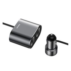   Adaptor pentru bricheta BASEUS (distribuitor, 2 prize pentru bricheta, 80W, 60cm) NEGRU
