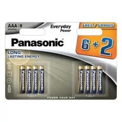   Baterie super durabilă PANASONIC EVERYDAY POWER (AAA, LR03EPS, 1,5 V, alcalină) 8 buc/pachet