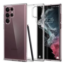   HUSĂ! - Protectie de telefon din plastic SPIGEN ULTRA HYBRID (rezistenta la impact mediu, cadru perna de aer din silicon) TRANSPARENT Samsung Galaxy S22 Ultra 5G (SM-S908)