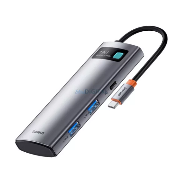 BASEUS Type-C HUB 7in1 (activ, distribuție, 2 mufe USB+2 Type-C+HDMI 4K, cititor de carduri SD/microSD) VERDE deschis