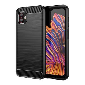 HUSĂ! - Husă silicon pentru telefon (rezistent la impact mediu, bubble heel, periat, model de carbon) negru Samsung Galaxy XHusă 6 Pro (SM-G736)