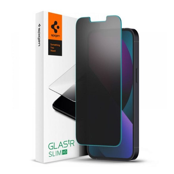 SPIGEN sticlă de protecție a ecranului (2.5D, foarte rezistentă la zgârieturi, protecție a vieții private, ultra-subțire, 0.2mm, 9H) TRANSPARENT Apple iPhone 14, Apple iPhone 13 Pro, Apple iPhone 13
