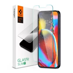   SPIGEN TR SLIM HD sticla de protectie pentru ecran (2.5D, rezistenta la zgarieturi, prietenoasa cu carcasa, fara amprenta, ultra-subtire, 0,2 mm, 9H) TRANSPARENT Apple iPhone 13, Apple iPhone 13 Pro, Apple iPhone 14