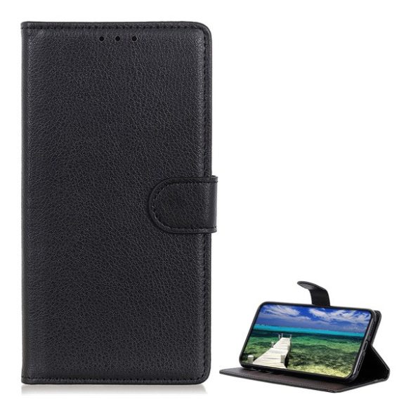 HUSĂ! - Carcasa in picioare, efect piele (FLIP, deschidere laterala, functie suport desktop, premium) NEGRU Xiaomi Redmi 10 5G