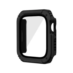   Cadru din plastic (rezistent la impact + sticla protectoare pentru ecran) NEGRU Apple Watch Series SE 44mm