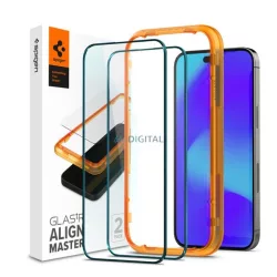   SPIGEN ALM FC ecran protector de sticlă 2pcs (2.5D, extra rezistent la zgârieturi, 9H, ultra subțire, evidențierea culorilor) BLACK Apple iPhone 14 Pro
