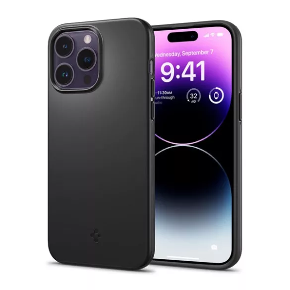 HUSĂ! - Protector de telefon din plastic SPIGEN THIN FIT (mat, ultrasubțire, protecție pentru cameră) NEGRU Apple iPhone 14 Pro