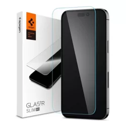   SPIGEN TR SLIM HD sticla de protectie pentru ecran (2.5D, rezistenta la zgarieturi, prietenoasa cu carcasa, fara amprenta, ultra-subtire, 0,2 mm, 9H) TRANSPARENT Apple iPhone 14 Pro